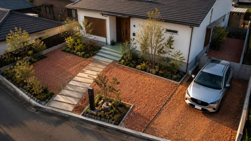 外構・玄関アプローチに瓦チップはアリ？ 駐車場・散水栓まわりの 施工ポイントと注意点